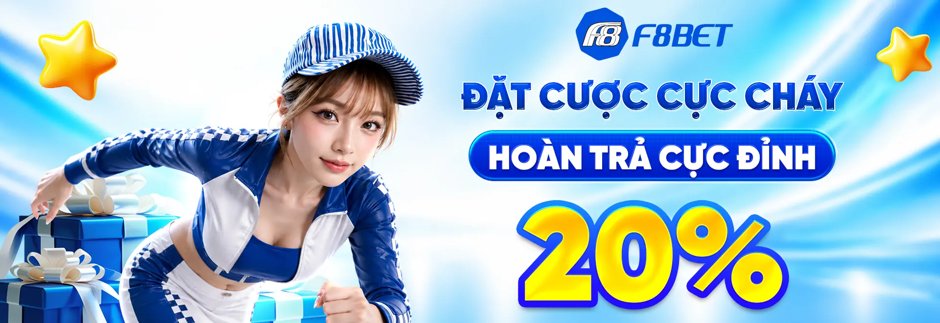 f8bet banner đặt cược cực cháy hoàn trả cực đỉnh 20%